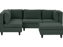 UNSTAD 4 personers Hjørnesofa modul Højrevendt Mørkegrøn med fodskammel