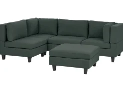 UNSTAD 4 personers Hjørnesofa modul Højrevendt Mørkegrøn med fodskammel