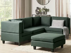 UNSTAD 4 personers Hjørnesofa modul Venstrevendt Mørkegrøn med fodskammel