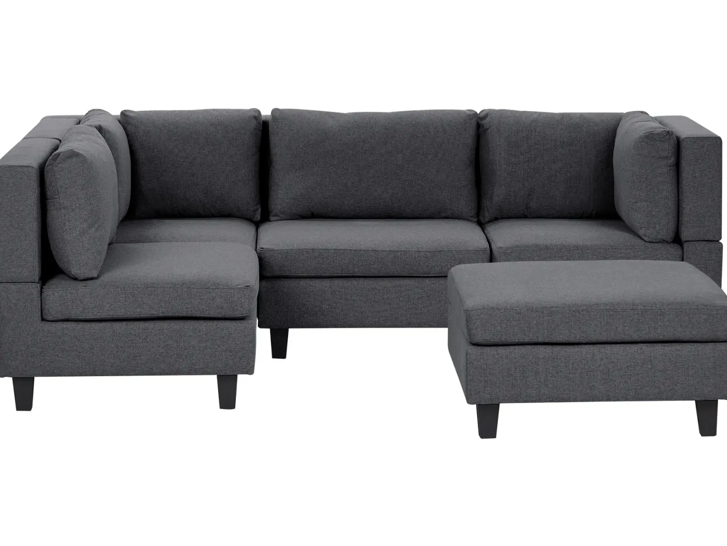 UNSTAD 4 personers Hjørnesofa modul Højrevendt Mørkegrå med fodskammel