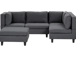 UNSTAD 4 personers Hjørnesofa modul Venstrevendt Mørkegrå med fodskammel