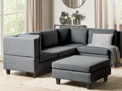 UNSTAD 4 personers Hjørnesofa modul Venstrevendt Mørkegrå med fodskammel