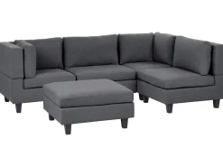 UNSTAD 4 personers Hjørnesofa modul Venstrevendt Mørkegrå med fodskammel