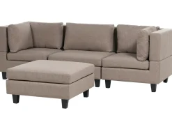 UNSTAD 3 personers Modulsofa Brun med fodskammel