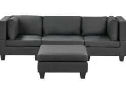 UNSTAD 3 personers Modulsofa Sort Kunstlæder