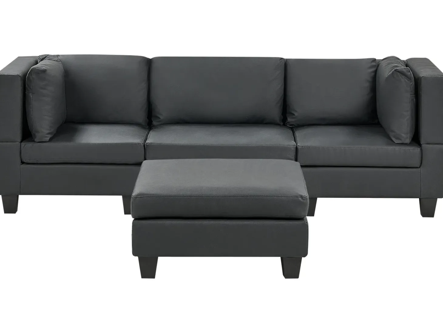 UNSTAD 3 personers Modulsofa Sort Kunstlæder