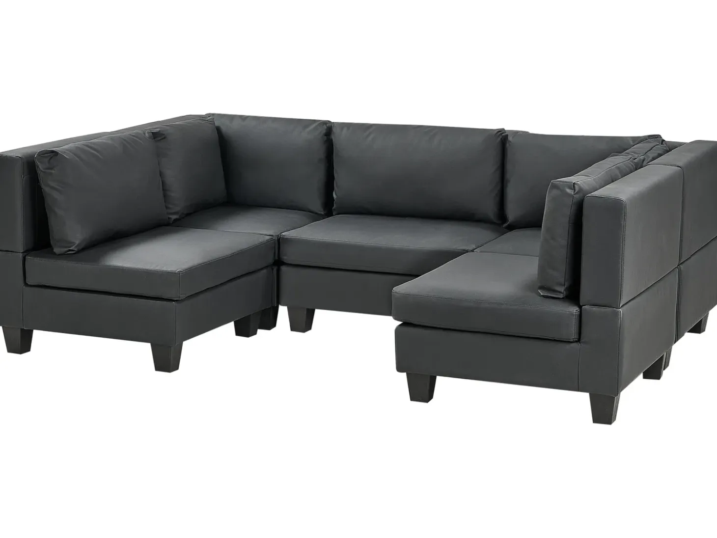 UNSTAD 5 personers U-formet modulsofa Sort Kunstlæder
