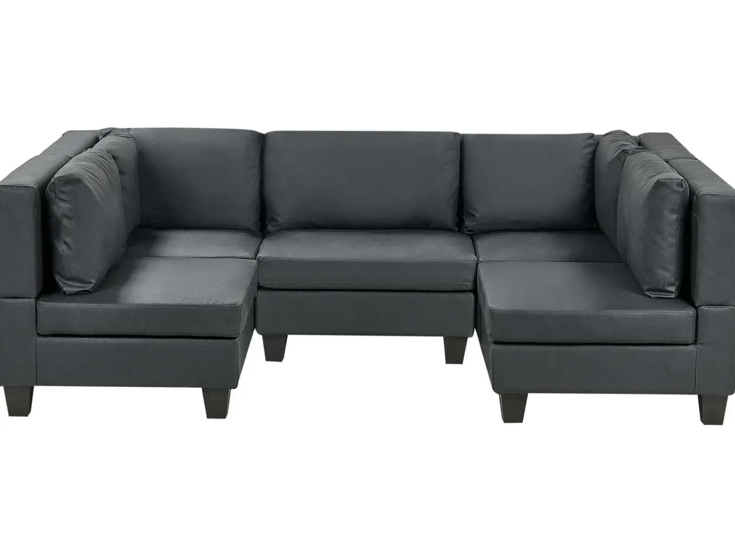 UNSTAD 5 personers U-formet modulsofa Sort Kunstlæder