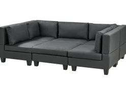 UNSTAD 5 personers U-formet modulsofa Sort Kunstlæder