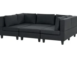 UNSTAD 5 personers U-formet modulsofa Sort med fodskammel
