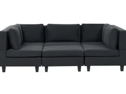 UNSTAD 5 personers U-formet modulsofa Sort med fodskammel
