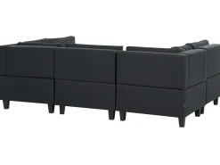 UNSTAD 5 personers U-formet modulsofa Sort med fodskammel