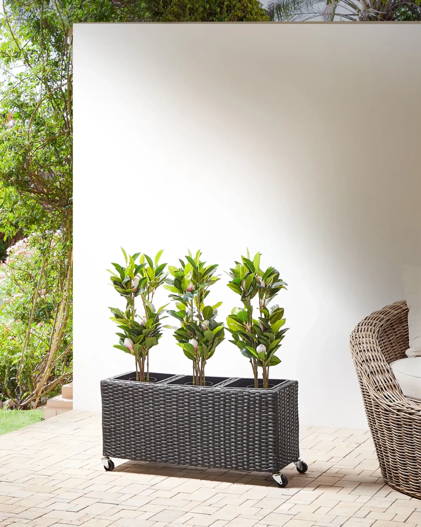 Urtepotte BELLIS 82 cm Sort PE-rattan