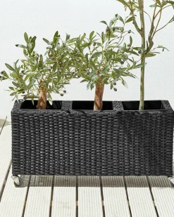 Urtepotte BELLIS 82 cm Sort PE-rattan