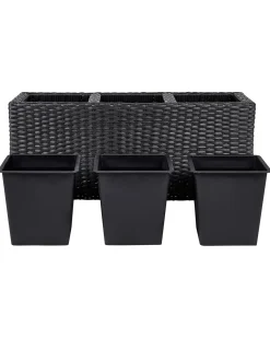 Urtepotte BELLIS 82 cm Sort PE-rattan