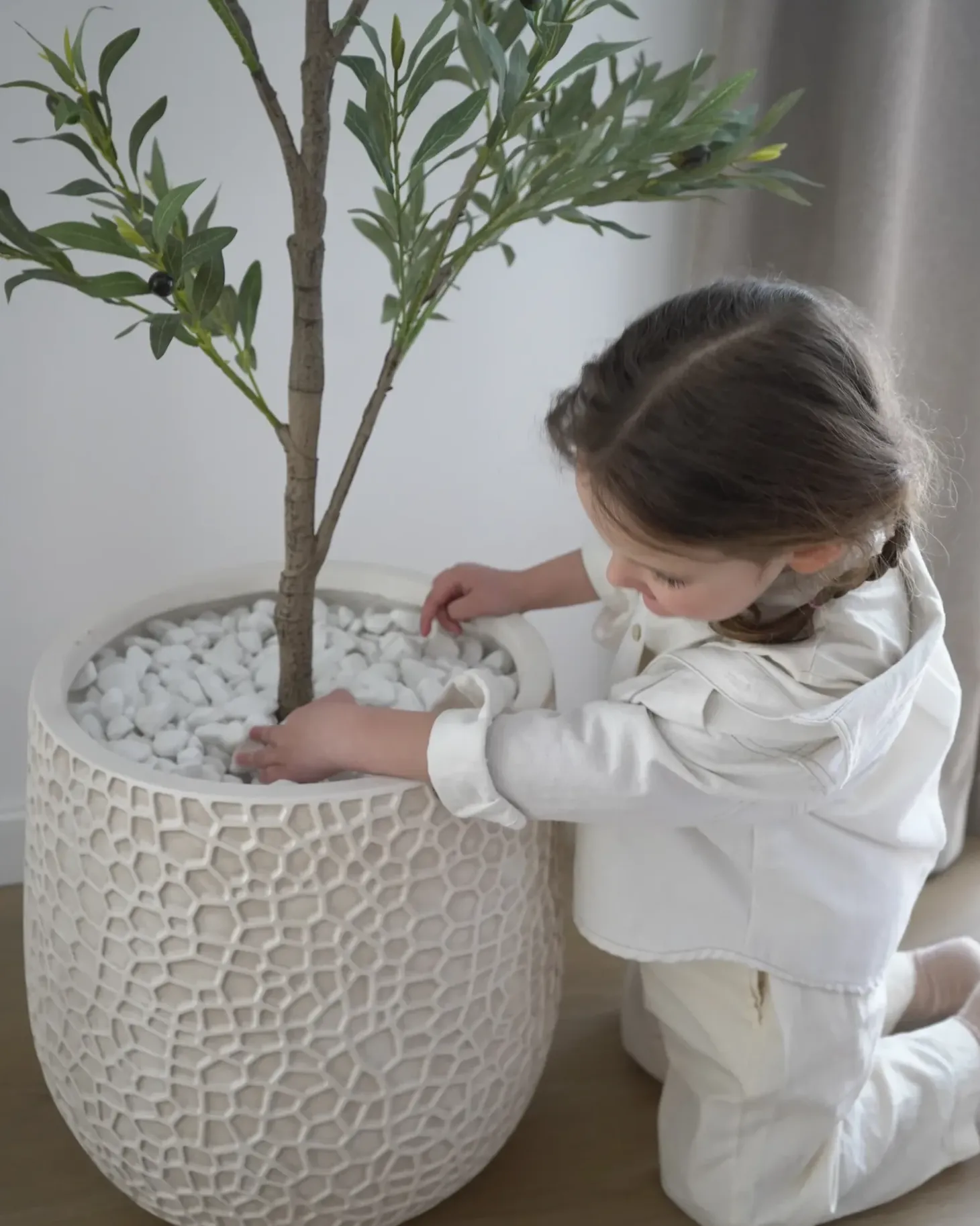 Urtepotte QIYUN 41 cm Lys Beige