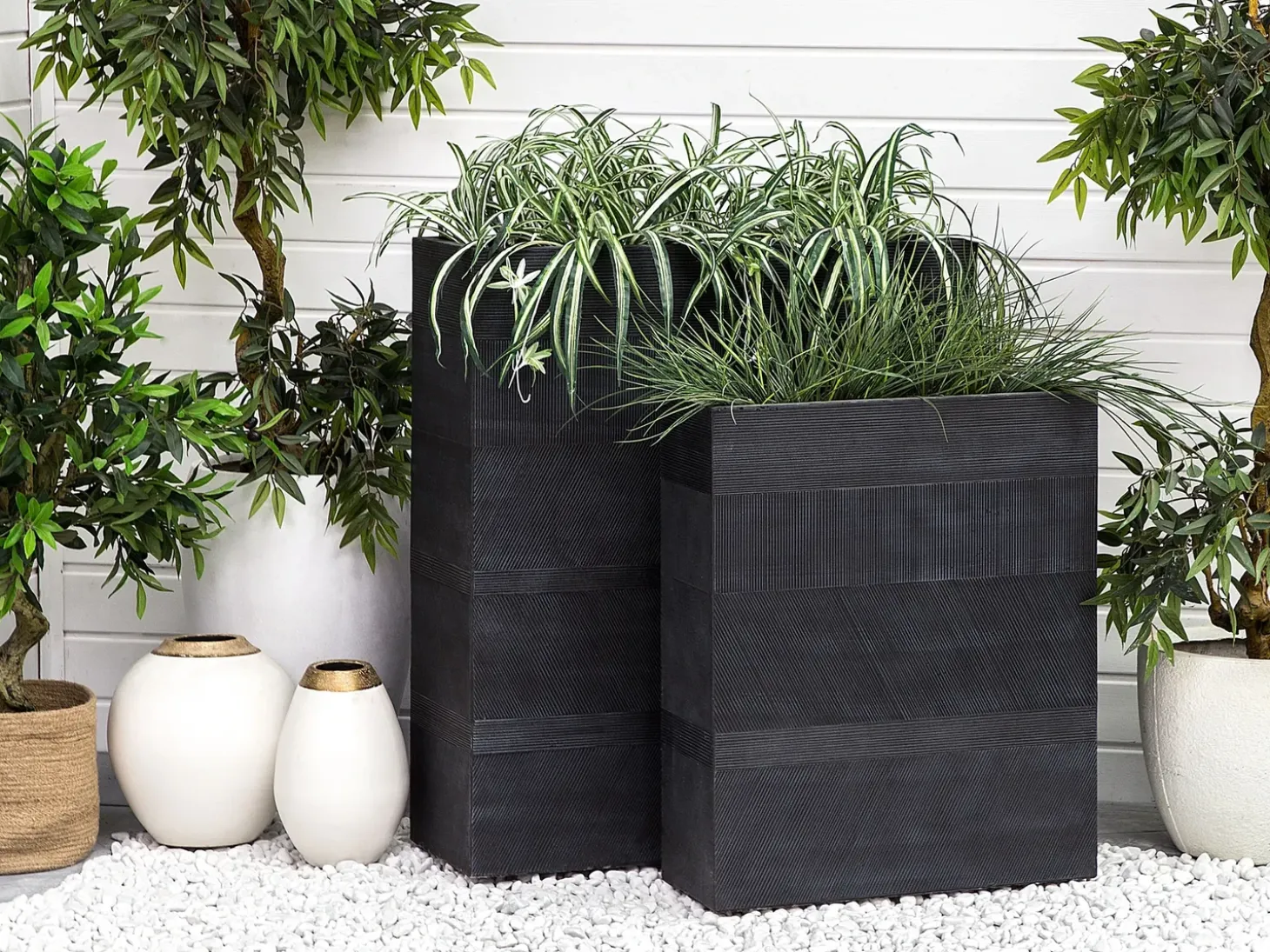 Urtepotte THIMENA 80 cm Sort