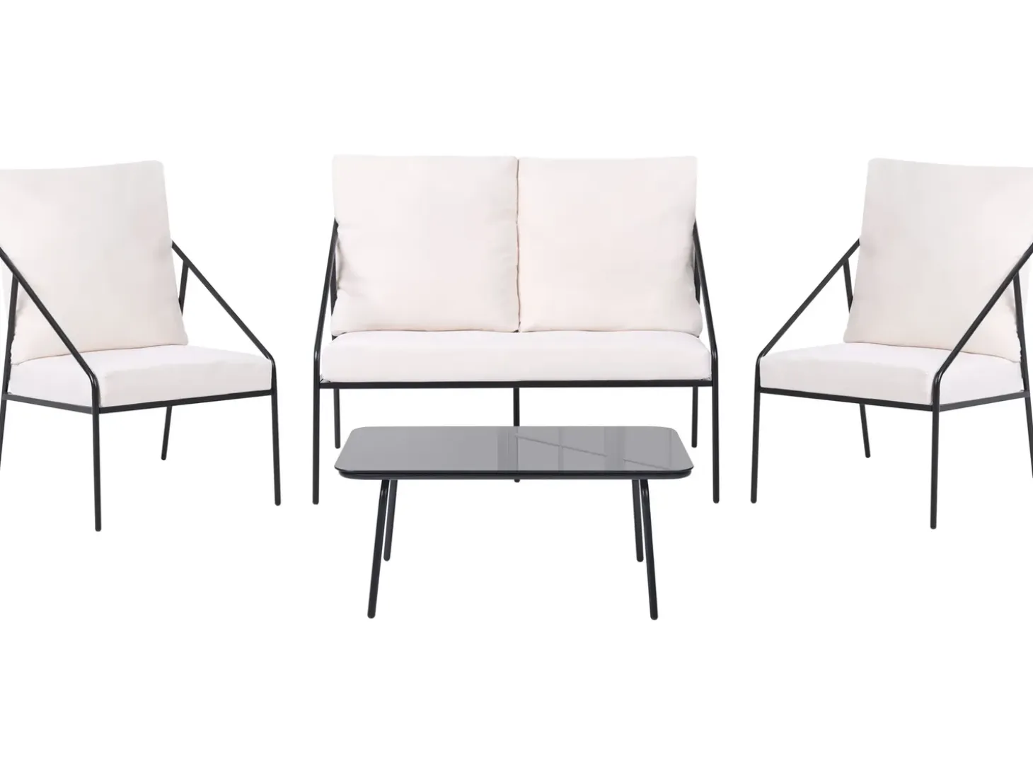 USTICA 4 personers Loungesæt med bord Sort Metal