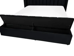 Vandseng med opbevaringsbænk Velour NOYERS 180 x 200 cm Sort