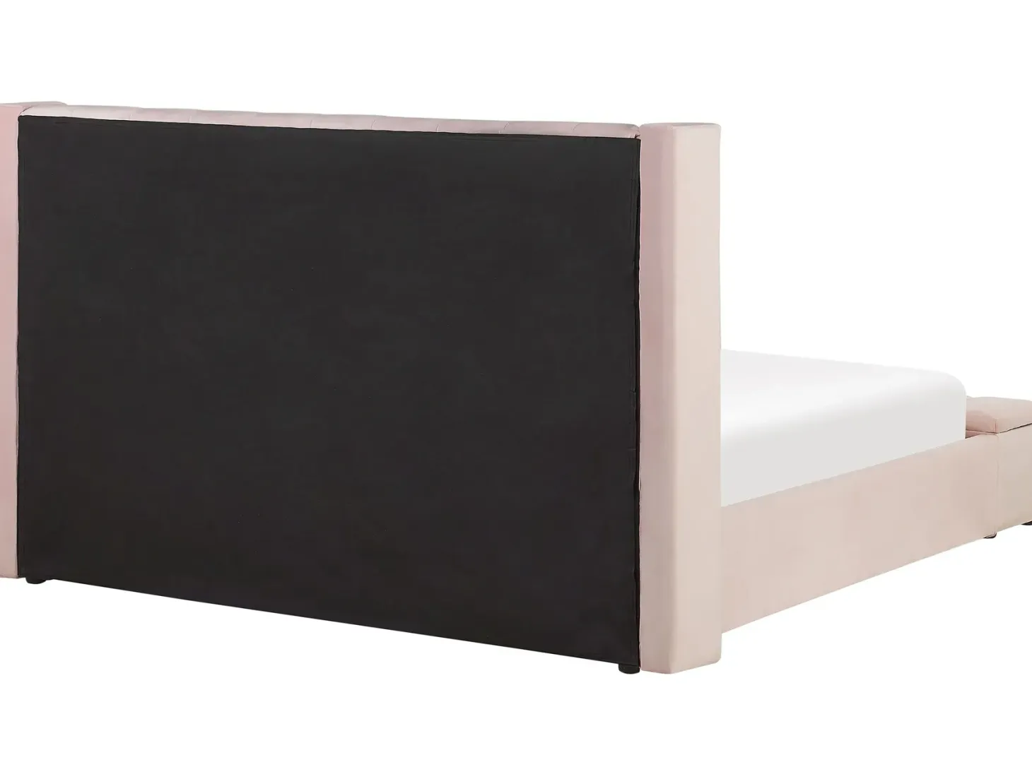 Vandseng med opbevaringsbænk Velour NOYERS 180 x 200 cm Pastellrosa