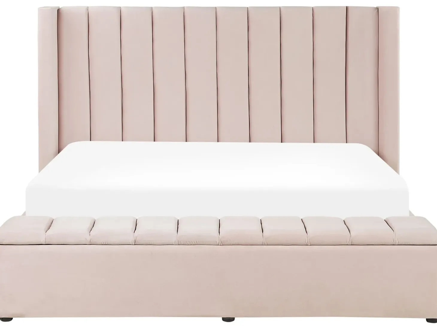 Vandseng med opbevaringsbænk Velour NOYERS 180 x 200 cm Pastellrosa