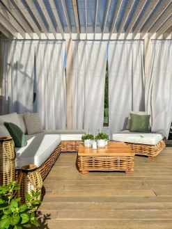 VARALLO 4 personers Loungesæt med bord Venstrevendt Naturlig Rattan
