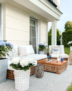 VARALLO 4 personers Loungesæt med bord Venstrevendt Naturlig Rattan