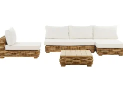 VARALLO 4 personers Loungesæt med bord Venstrevendt Naturlig Rattan