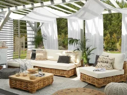 VARALLO 4 personers Loungesæt med bord Venstrevendt Naturlig Rattan