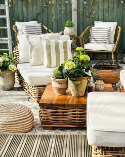 VARALLO 4 personers Loungesæt med bord Venstrevendt Naturlig Rattan
