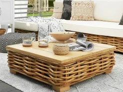 VARALLO 4 personers Loungesæt med bord Venstrevendt Naturlig Rattan