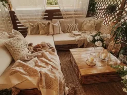 VARALLO 4 personers Loungesæt med bord Højrevendt Naturlig Rattan