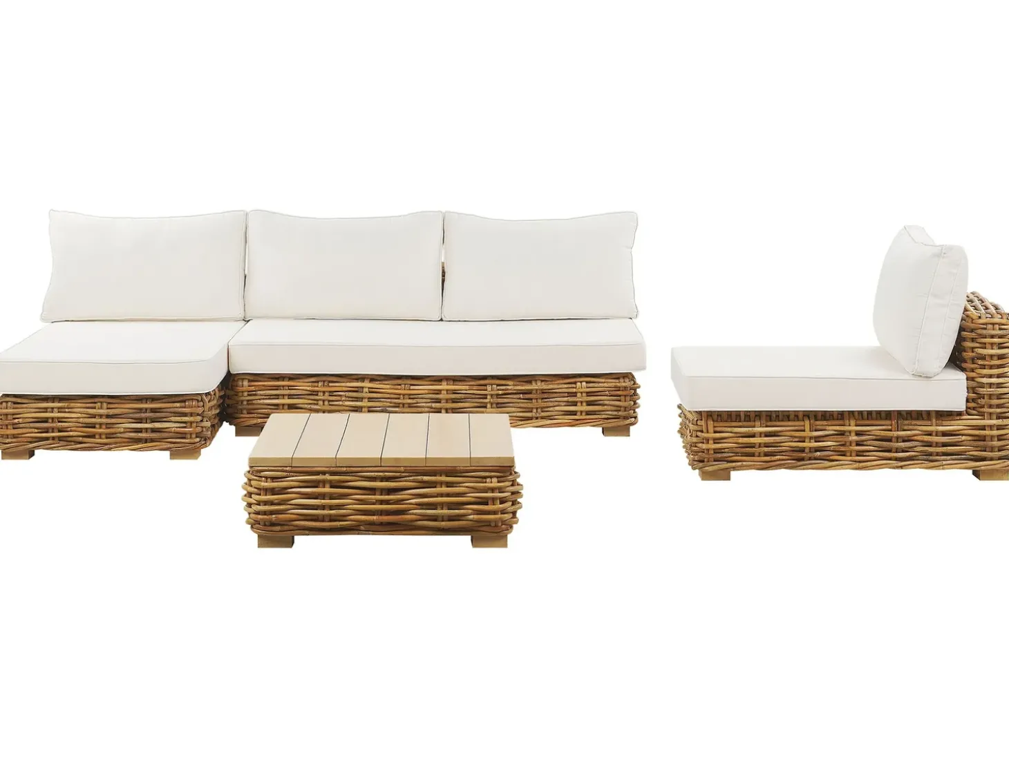 VARALLO 4 personers Loungesæt med bord Højrevendt Naturlig Rattan