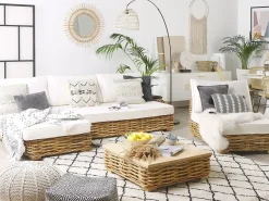 VARALLO 4 personers Loungesæt med bord Højrevendt Naturlig Rattan