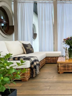VARALLO 4 personers Loungesæt med bord Højrevendt Naturlig Rattan