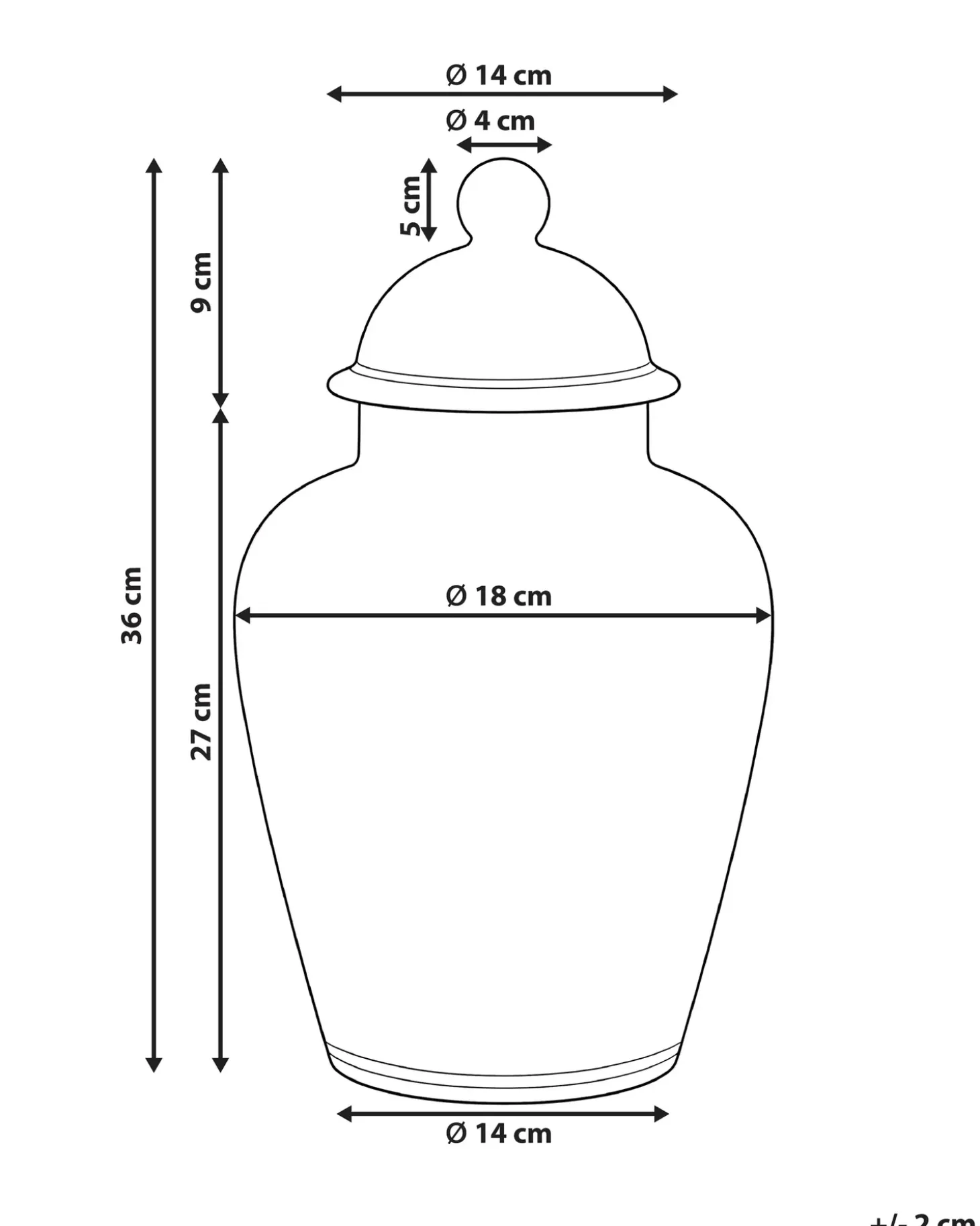 Vase med låg CUENCA Porcelæn 36 cm Hvid/blå