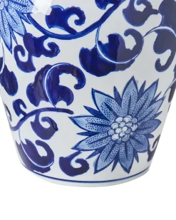 Vase med låg CUENCA Porcelæn 36 cm Hvid/blå