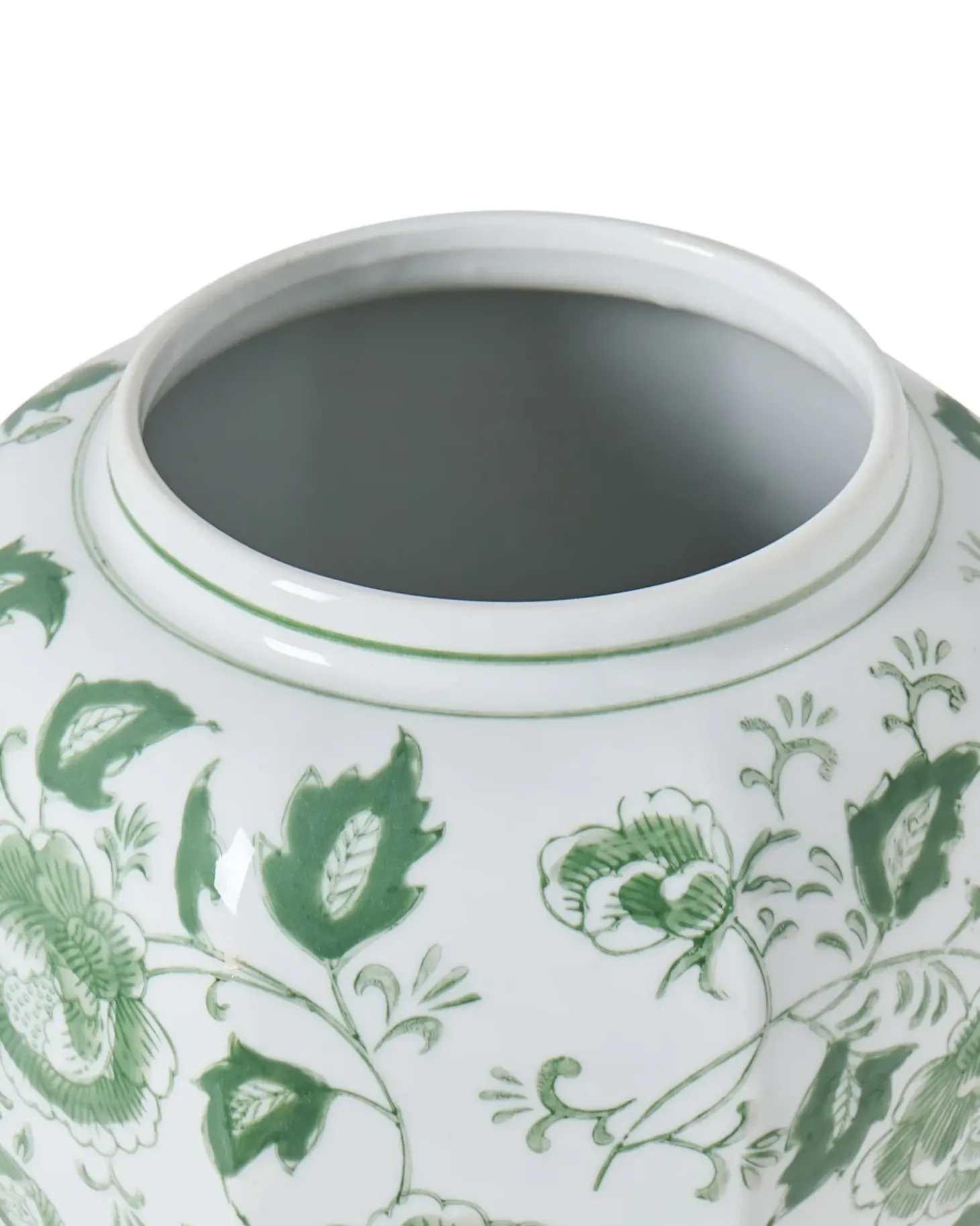 Vase med låg FERROL Porcelæn 29 cm Hvid/ Grøn
