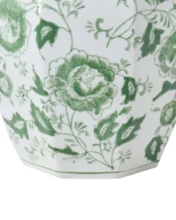 Vase med låg FERROL Porcelæn 29 cm Hvid/ Grøn