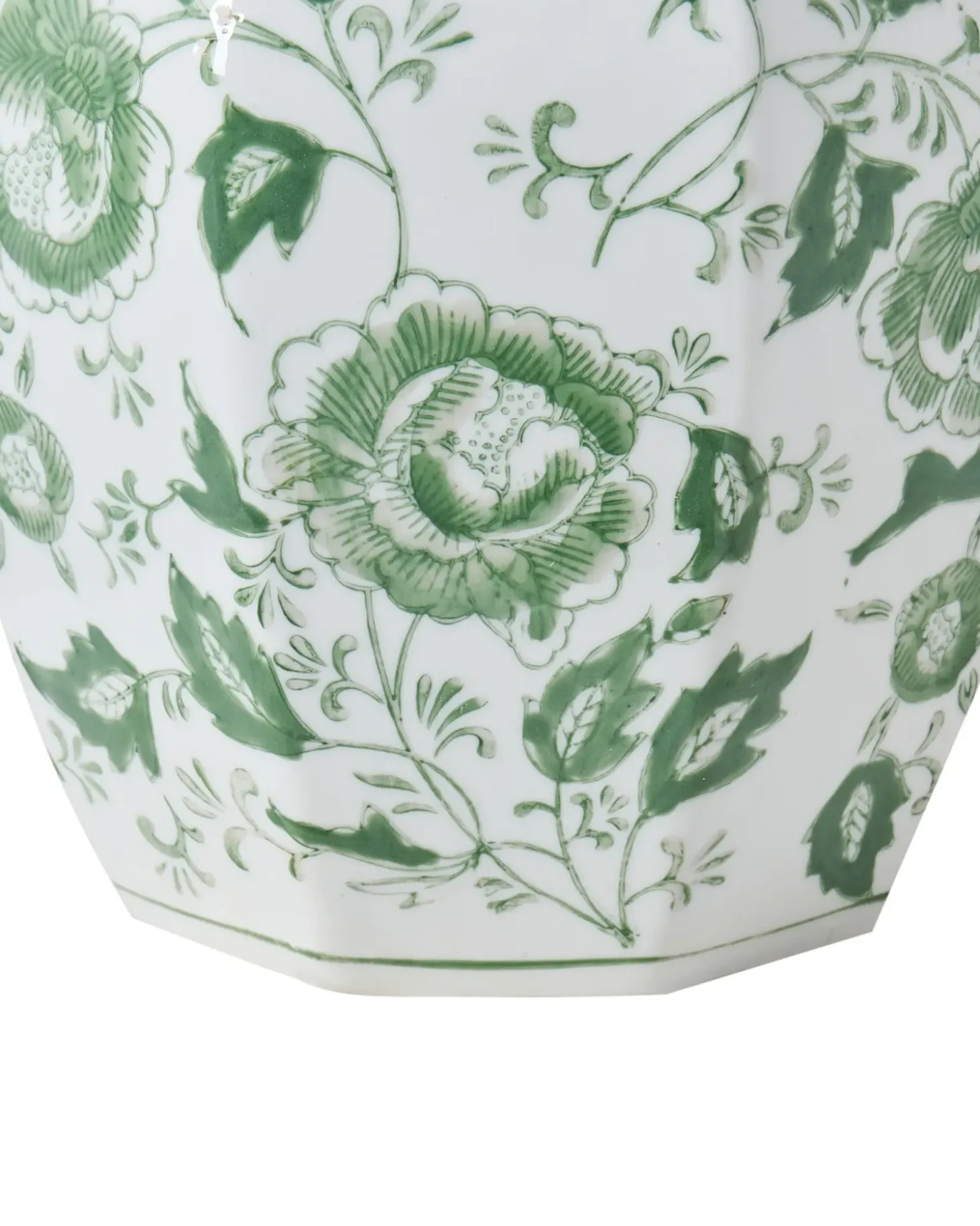Vase med låg FERROL Porcelæn 29 cm Hvid/ Grøn