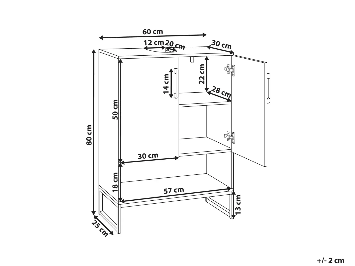 Vaskeskab MISCANTI Bambus 60 cm Lysebrun