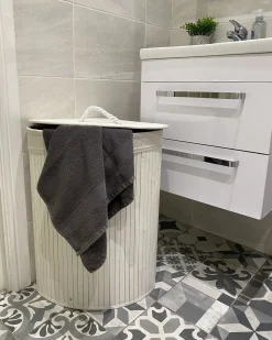 Vasketøjskurv MATARA Bambus Hvid 57 L