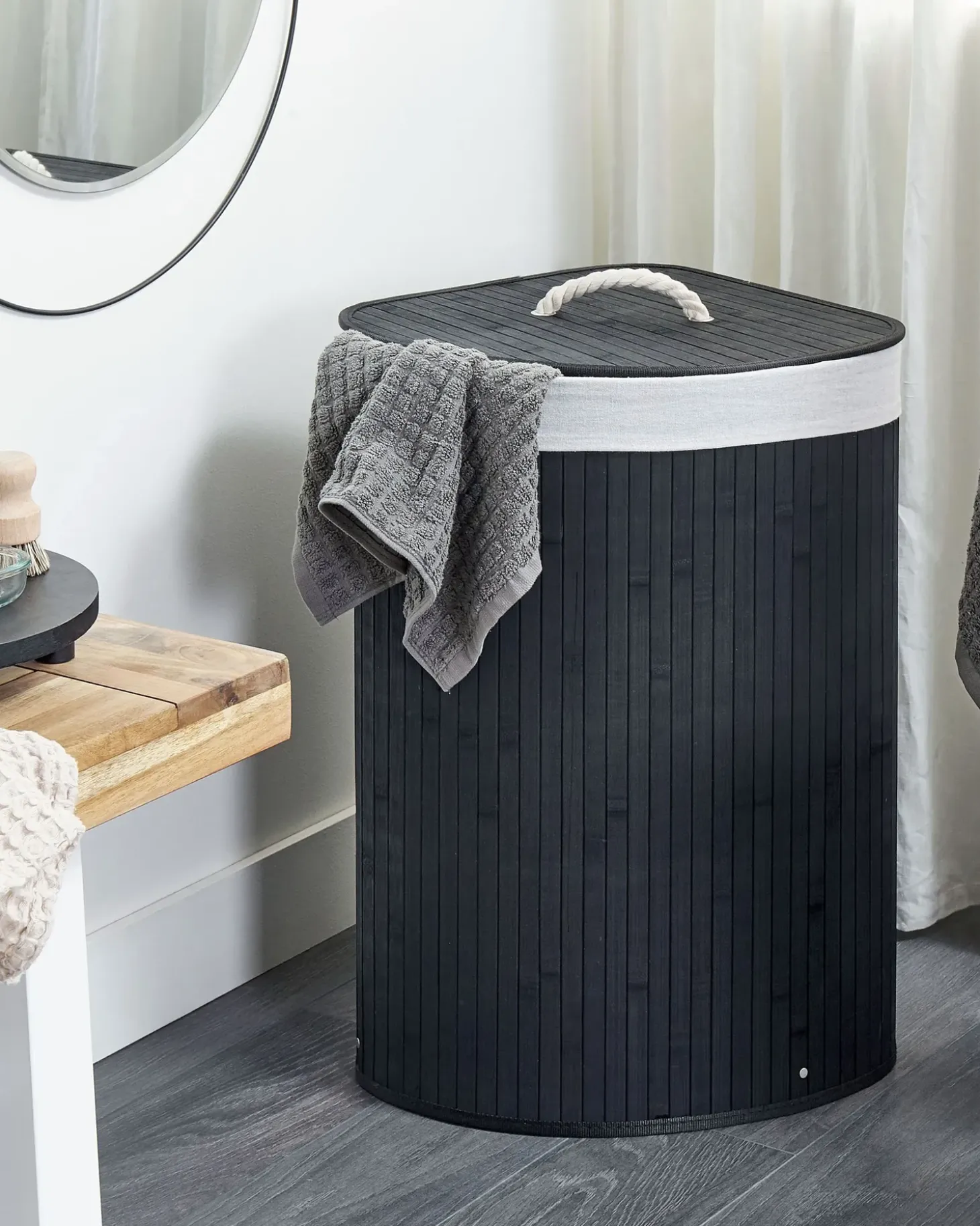 Vasketøjskurv MATARA Bambus Sort 57 L
