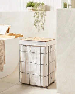 Vasketøjskurv MIRISSA Metal Sort 72 L