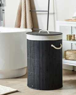 Vasketøjskurv SANNAR Bambus Sort 75 L