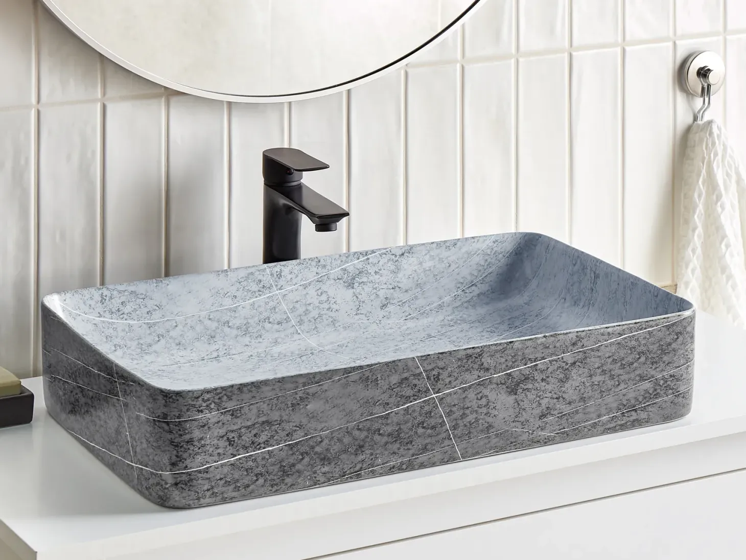 Vask til bordplade ARTAJ Grå betoneffekt 61 x 35 cm Keramik