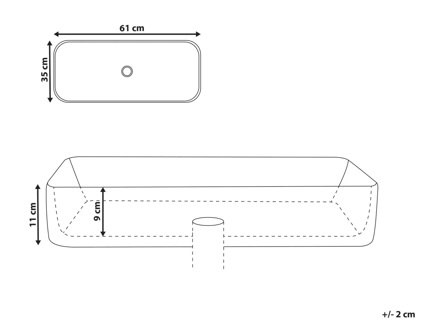 Vask til bordplade ARTAJ Grå betoneffekt 61 x 35 cm Keramik