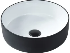 Vask til bordplade CALIG Sort/hvid ⌀ 36 cm Keramik
