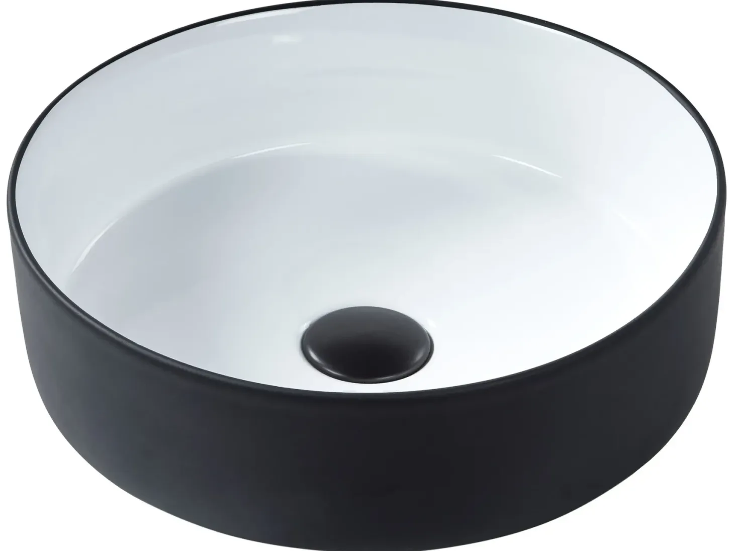Vask til bordplade CALIG Sort/hvid ⌀ 36 cm Keramik
