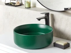 Vask til bordplade GUDAR Mørkegrøn ⌀ 37 cm Keramik